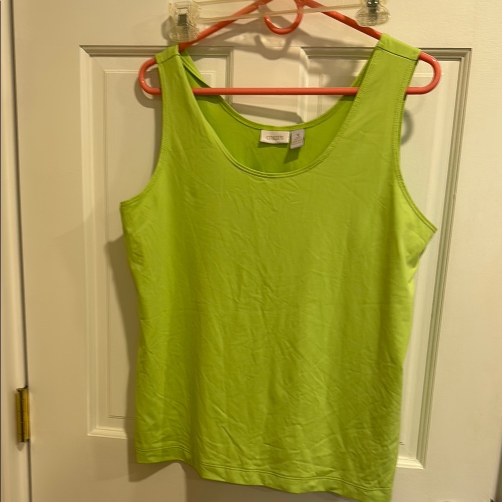 Chico's Green Sleeveless Tank Top with Scoop Neckline